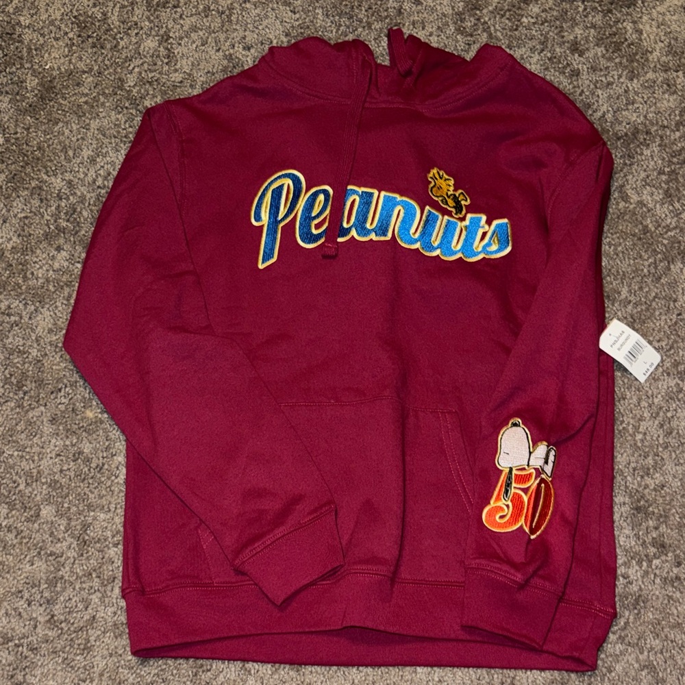 Peanuts Burgundy Hoodie with Snoopy Design